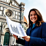 Home 9 **
A professional architect, fully clothed in stylish but modest attire, stands in front of the Duomo in Florence, Italy. She is holding blueprints and smiling confidently. The background showcases the intricate details of the cathedral. Perfect anatomy, correct proportions, natural pose, well-formed hands, proper finger count, natural body proportions, professional, appropriate content, family-friendly, high quality.
**
